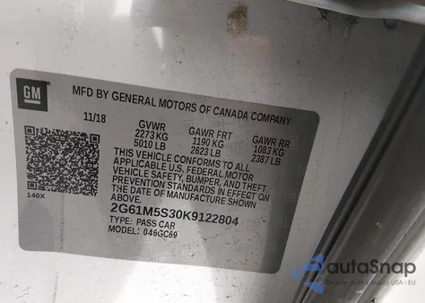 2019 Cadillac Xts Luxury z USA, uszkodzony, nr VIN 2G61M5S30K9122804